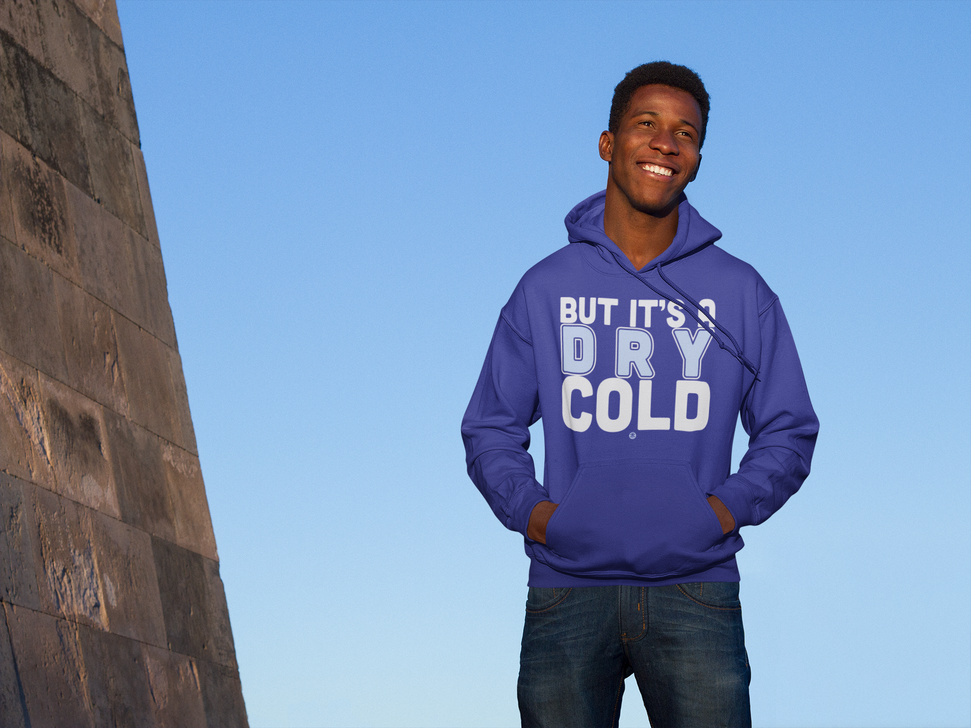 Man wearing hoodie in the cold