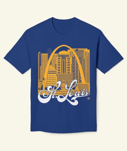 St. Louis Skyline T-Shirt – Gateway Arch Cityscape Tee in Pro Sports–Inspired Colorways (Team Color Tribute)
