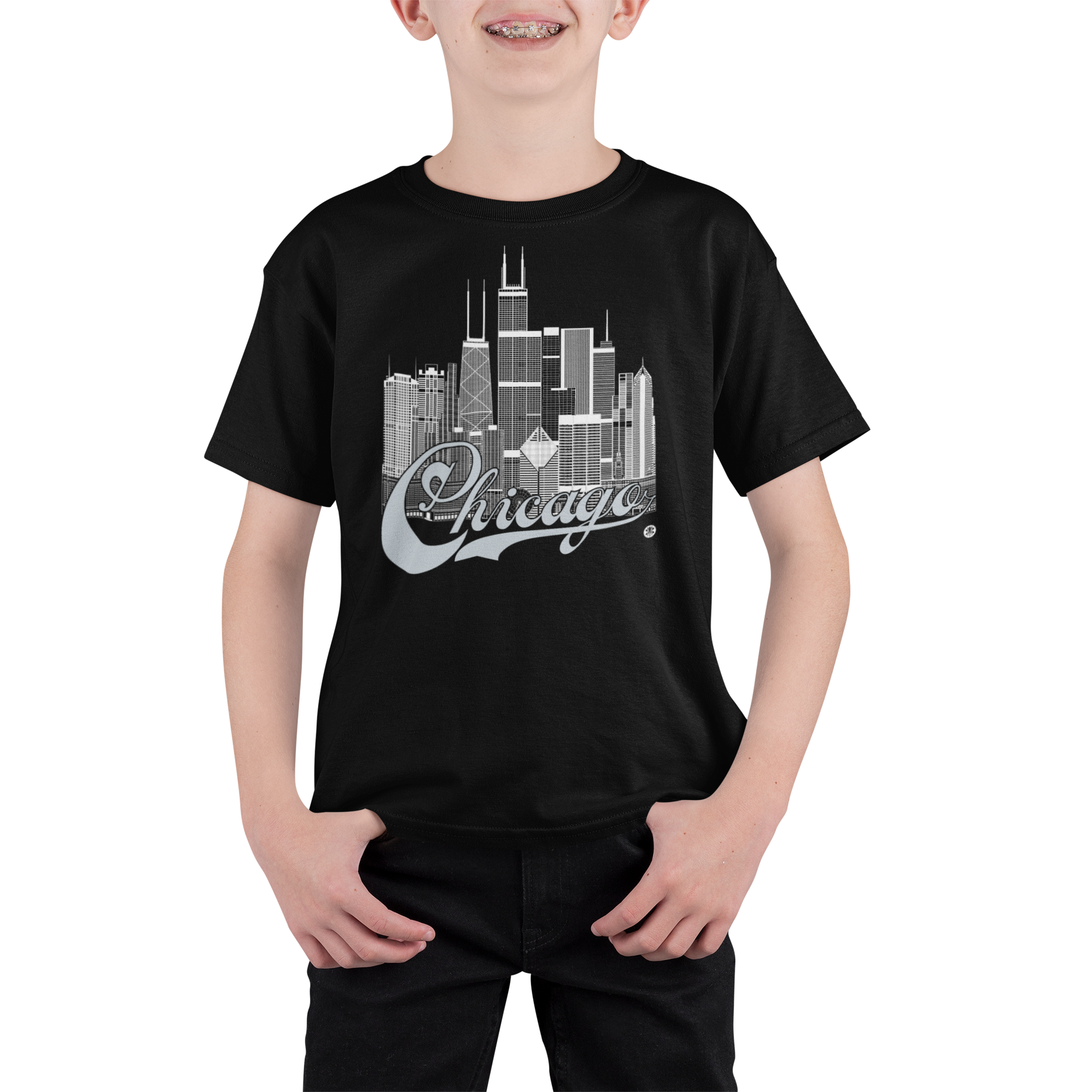 Chicago Skyline Youth T-Shirt – Flag Edition | Made in USA Kids Tee