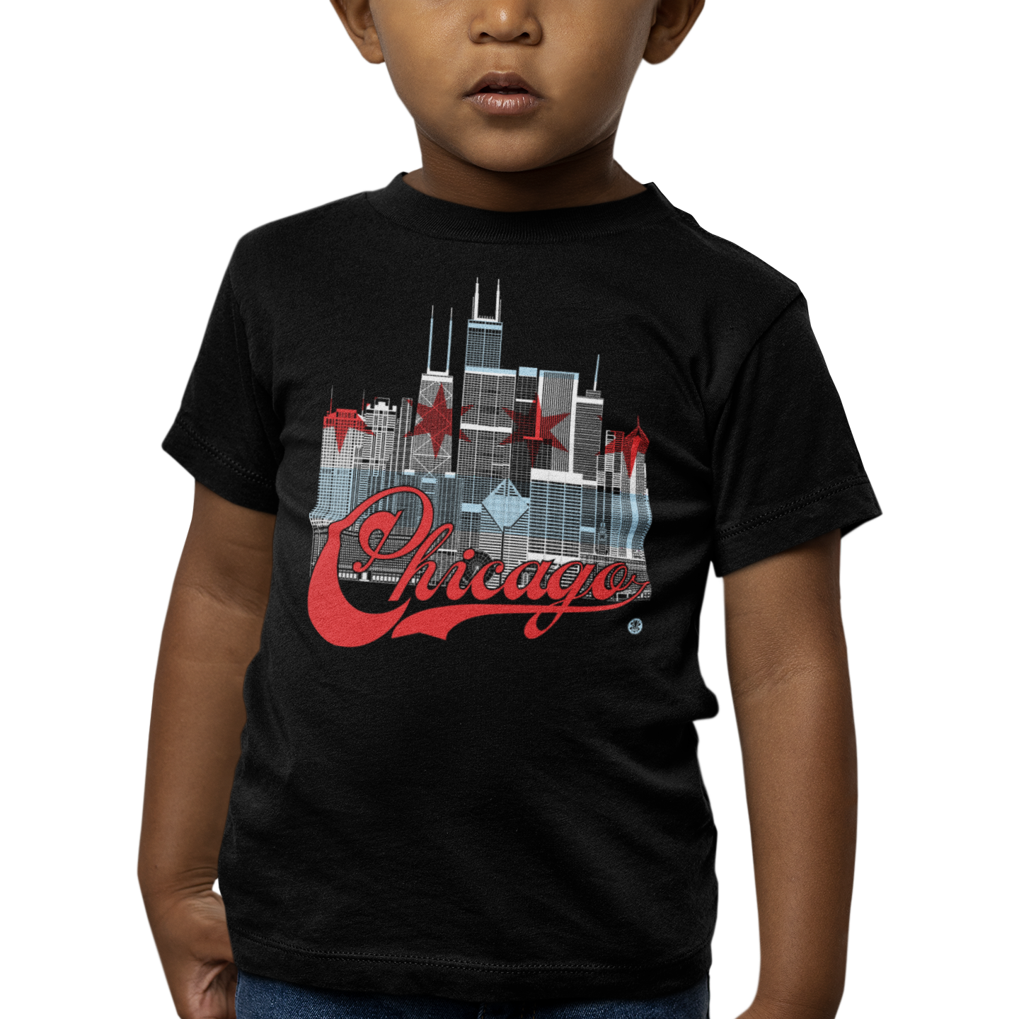 Chicago Skyline Toddler T-Shirt – Flag Edition | Made in USA Kids Tee