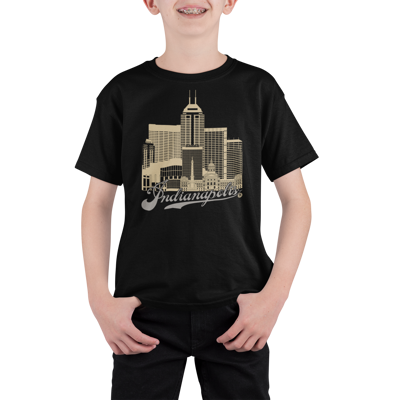 Indianapolis Skyline Youth T-Shirt – Campus Pride Edition | College Colors Kids Tee