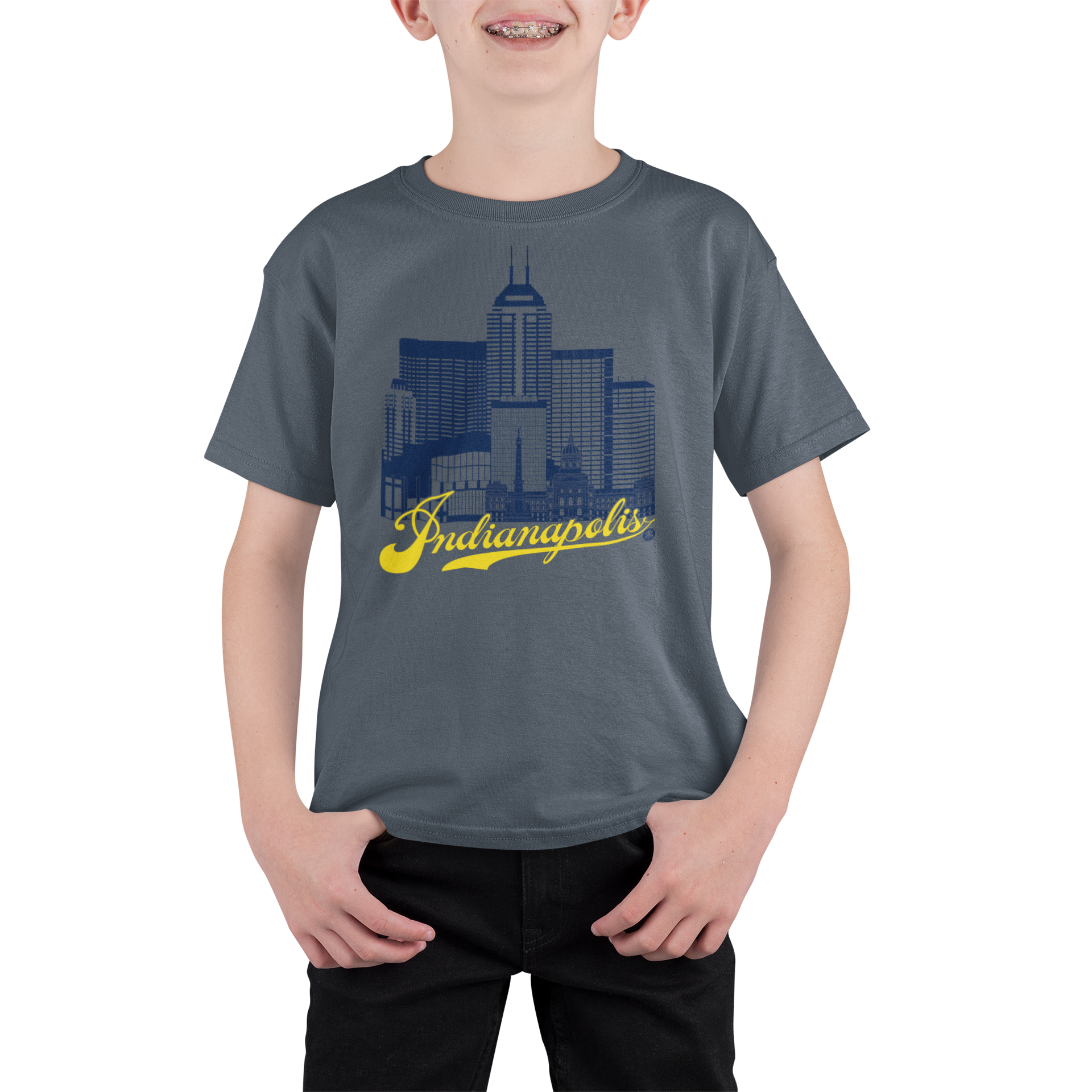 Indianapolis Skyline Youth T-Shirt – Circle City Fan Edition | Athletic Colors Tee