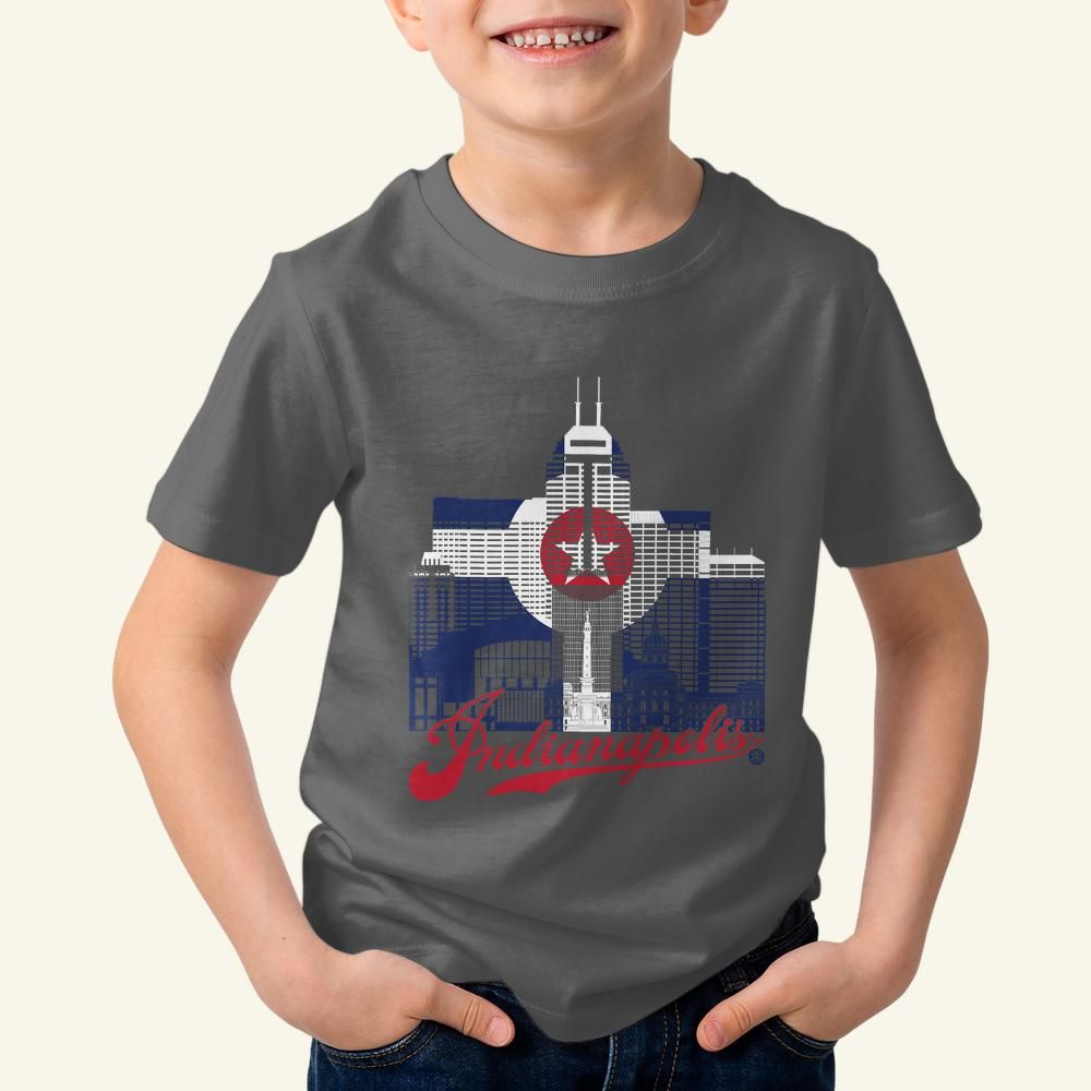Indianapolis Skyline Toddler T-Shirt – Flag Colors Kids Architecture Tee