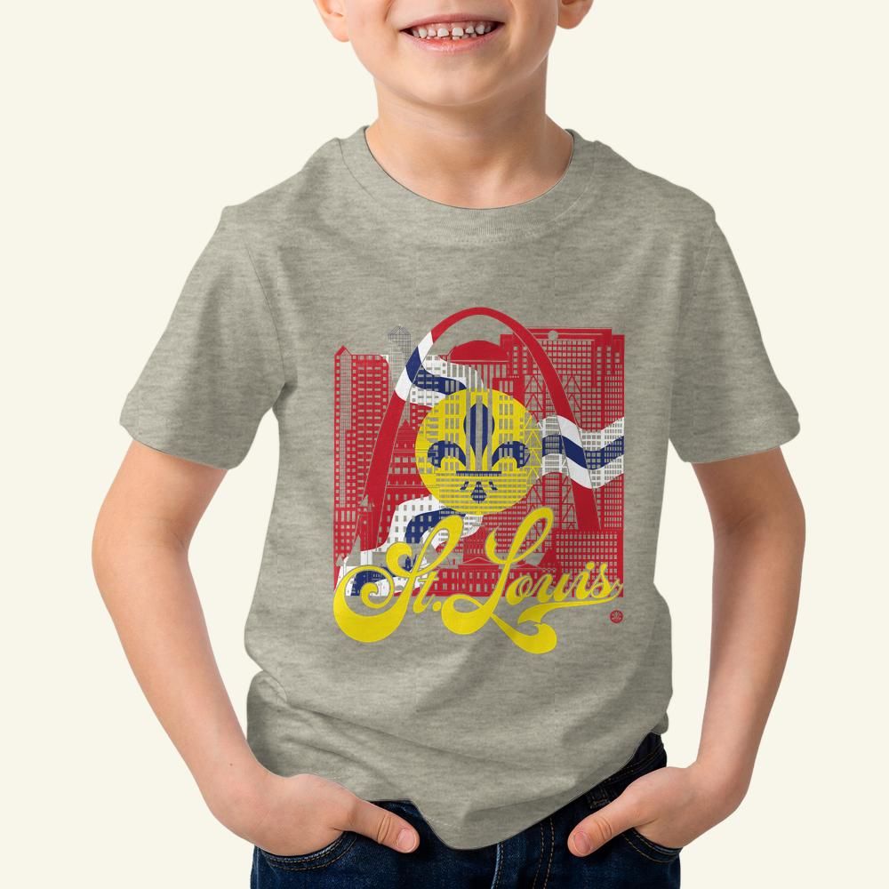 St. Louis Skyline Toddler T-Shirt – Flag Edition Gateway Arch Toddler Tee
