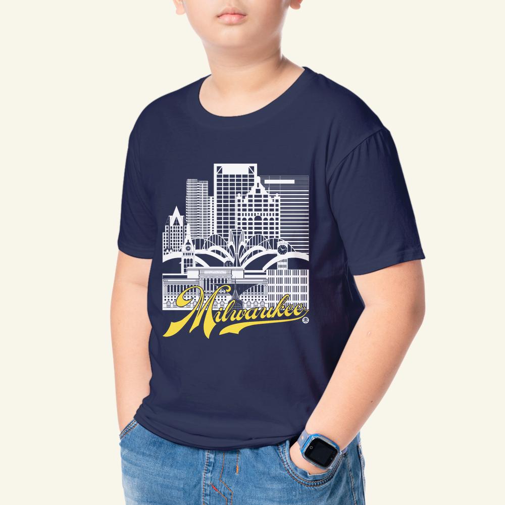 Brew City Skyline Youth T-Shirt – Milwaukee Fan Edition Kids Tee