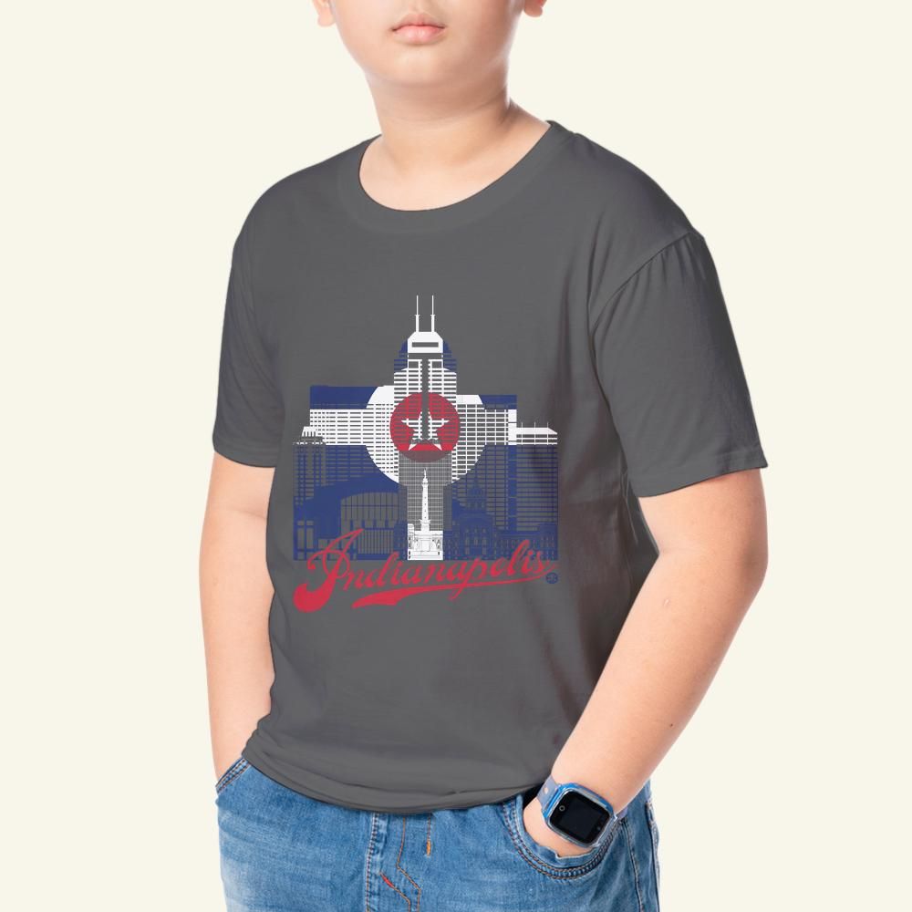Indianapolis Skyline Kids T-Shirt – City Flag Colors Kids Tee