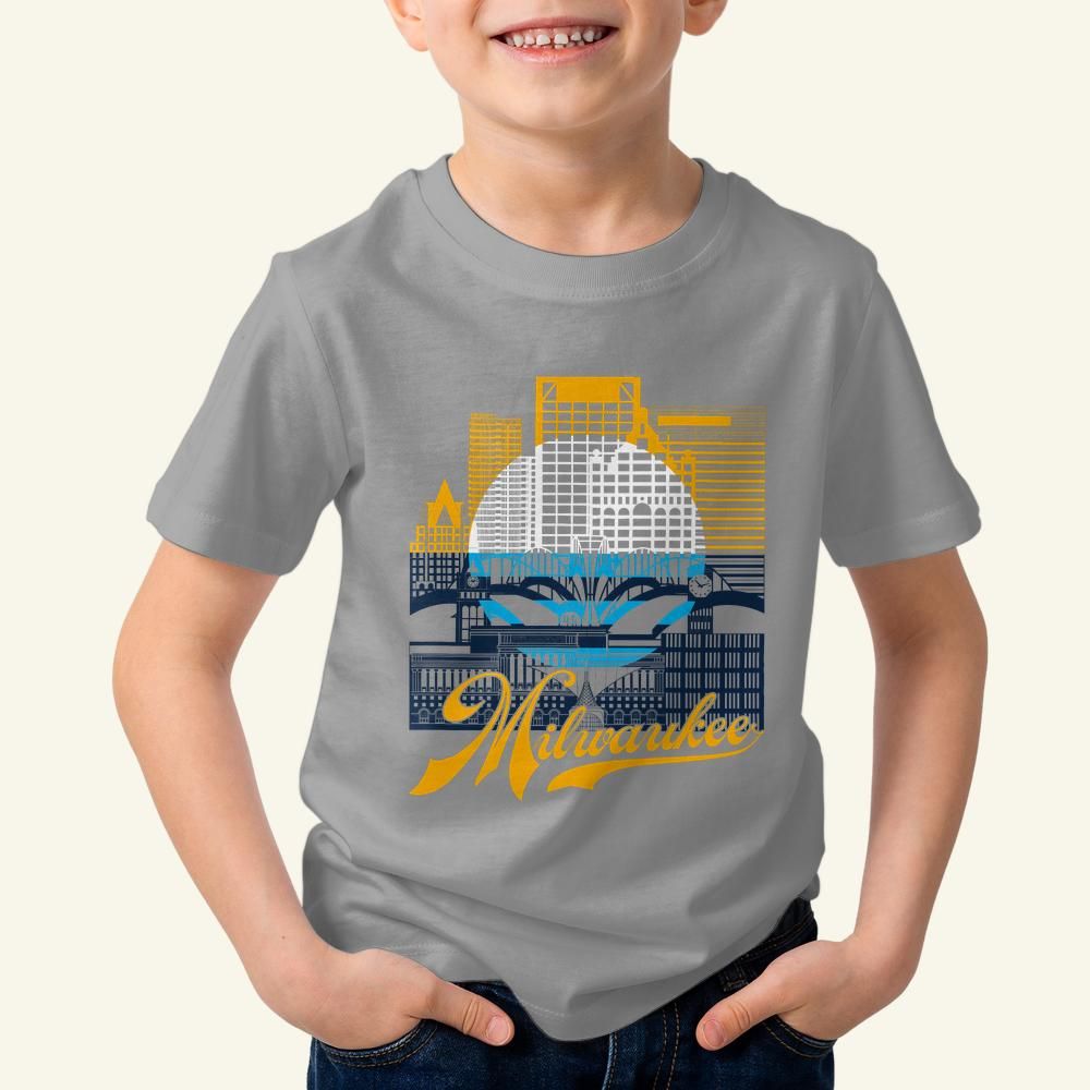 Milwaukee Skyline Toddler T-Shirt – Flag Colors Toddler Architecture Tee