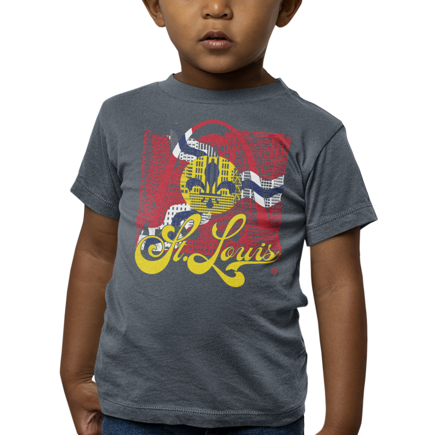 St. Louis Skyline Toddler T-Shirt – Flag Edition | Gateway Arch Kids Tee