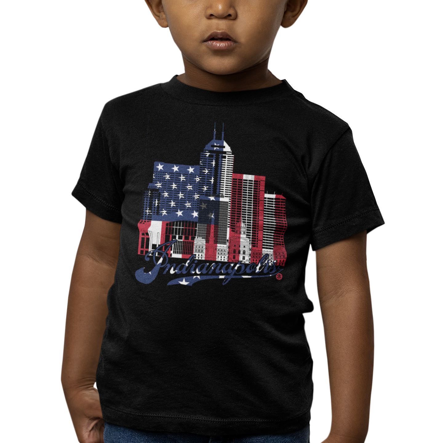 Indianapolis Skyline Toddler T-Shirt – Flag Edition | Made in USA Kids Tee