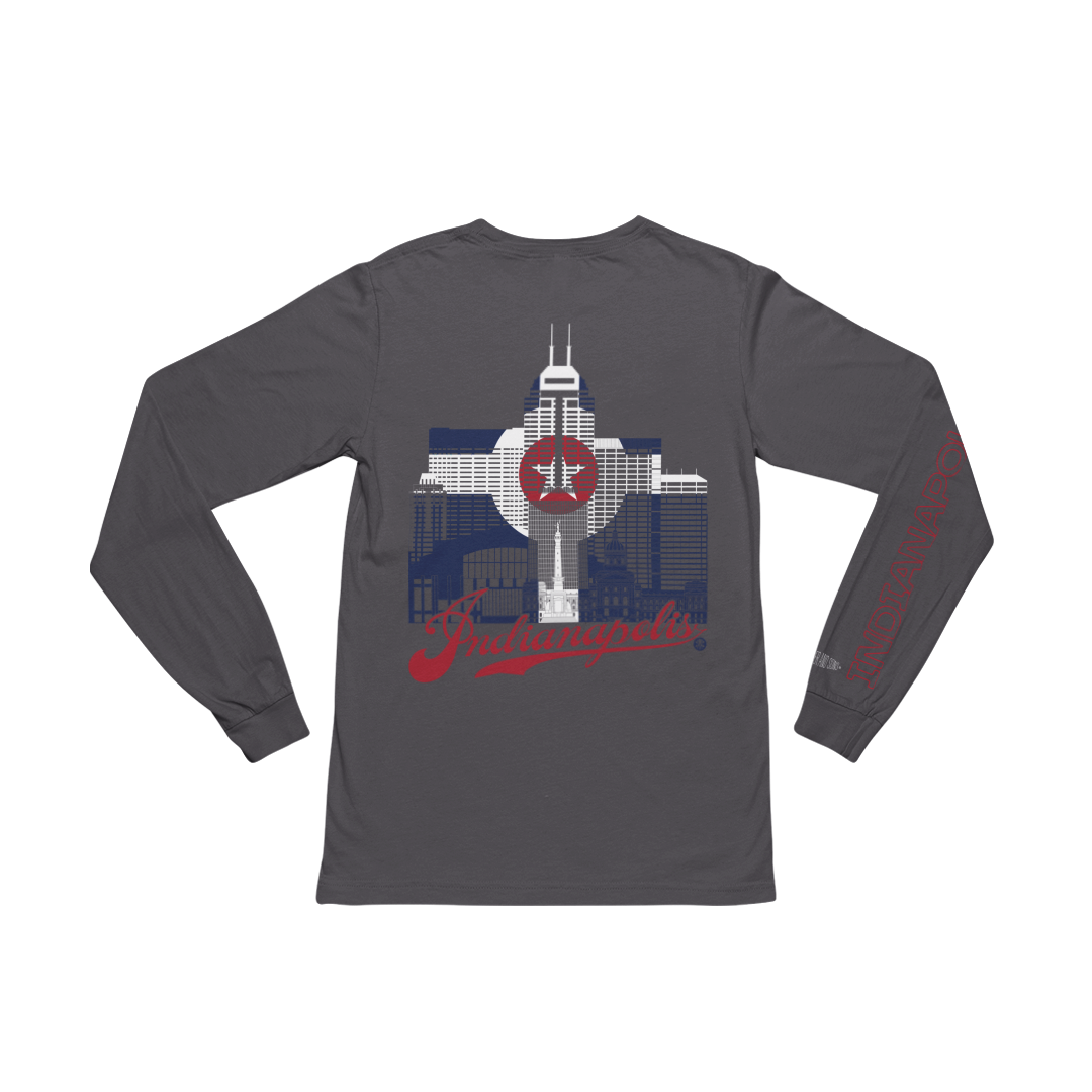 Indianapolis Skyline Long Sleeve T-Shirt – Flag Edition | Made in USA