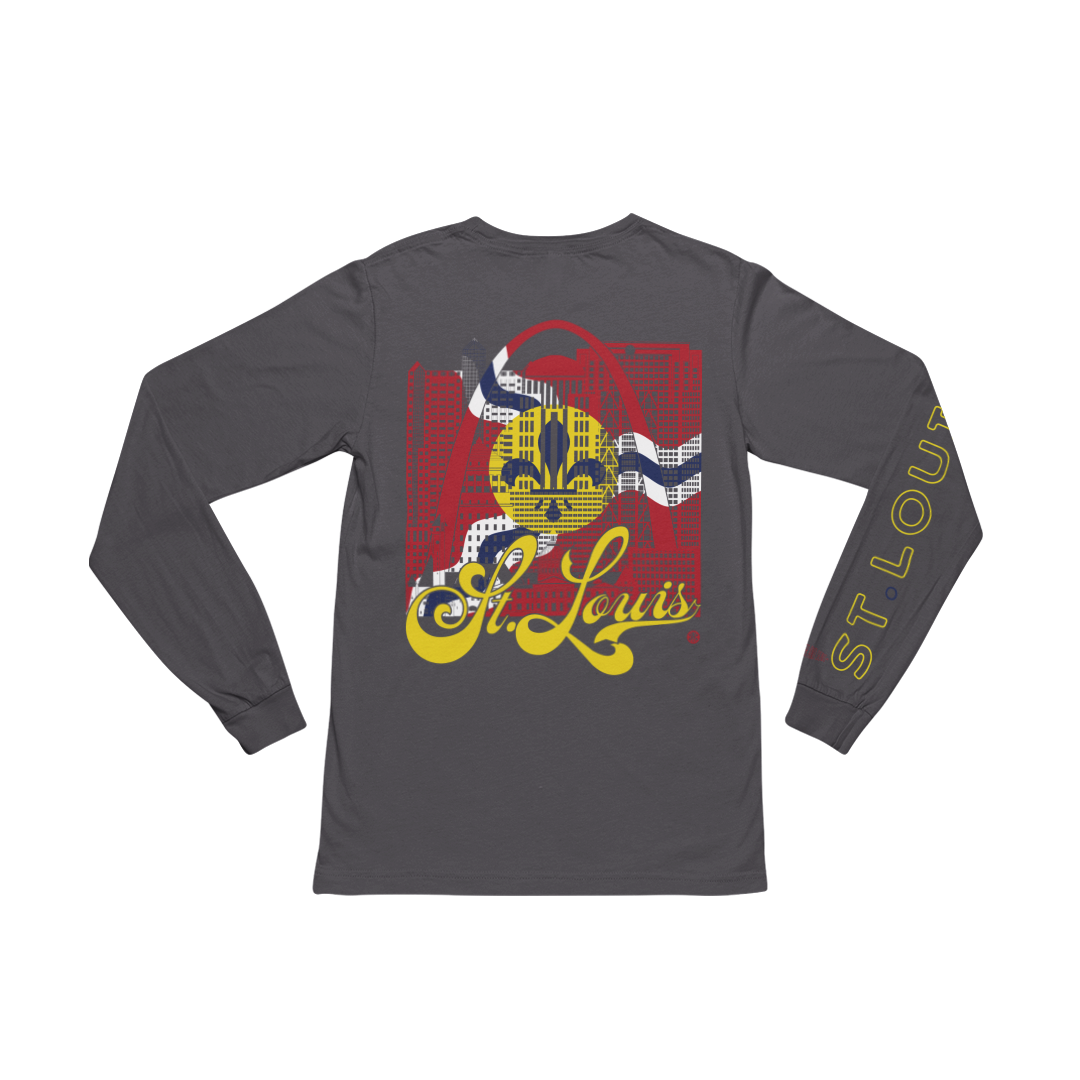 St. Louis Skyline Long Sleeve T-Shirt – Flag Edition | Gateway Arch Tee