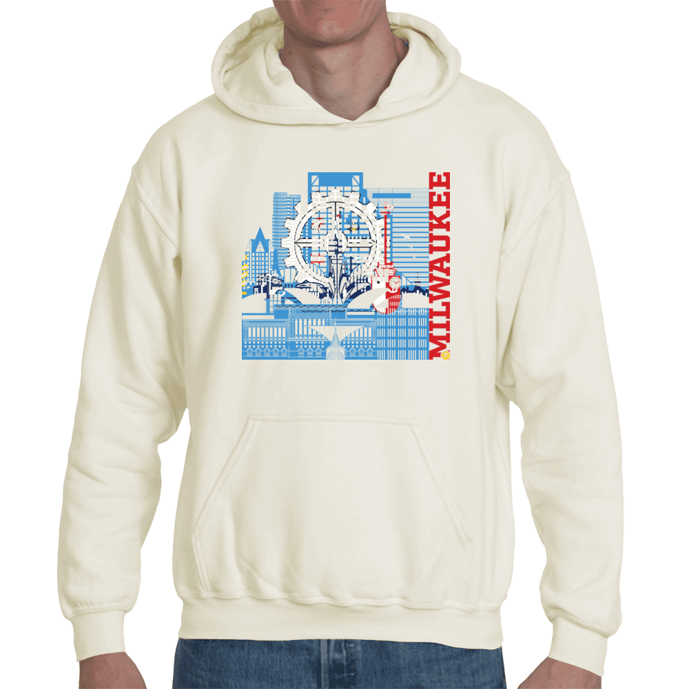 Milwaukee Skyline Squared Organic Hoodie - Milwaukee City Flag