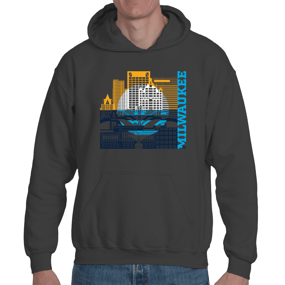 Milwaukee Skyline Squared Organic Hoodie - Milwaukee People's Flag