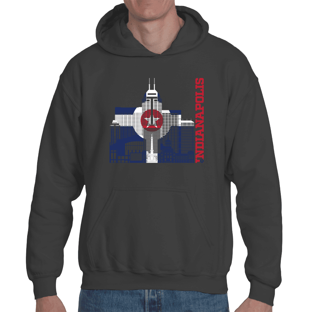 Indianapolis Skyline Squared Organic Hoodie - Indy Flag