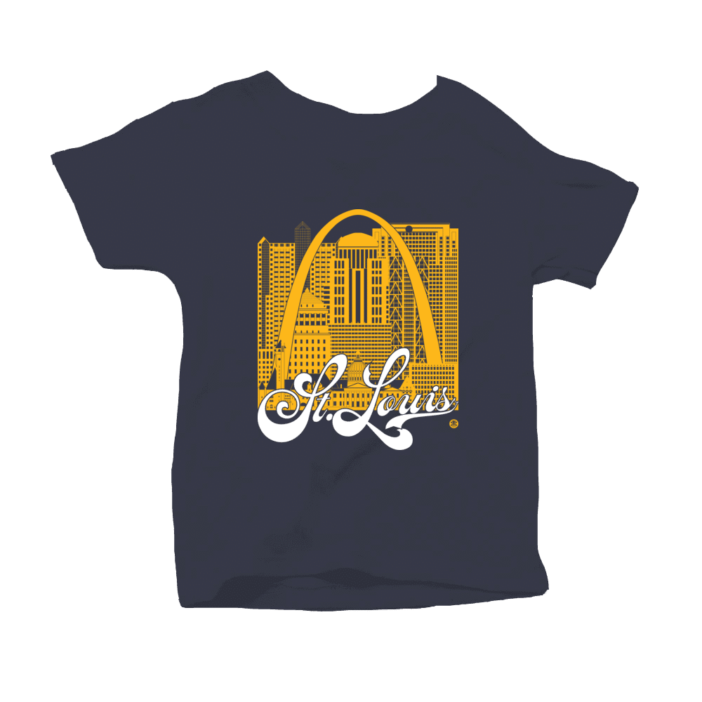 St. Louis Skyline Squared Toddler T-Shirt - Yellow+White on Navy